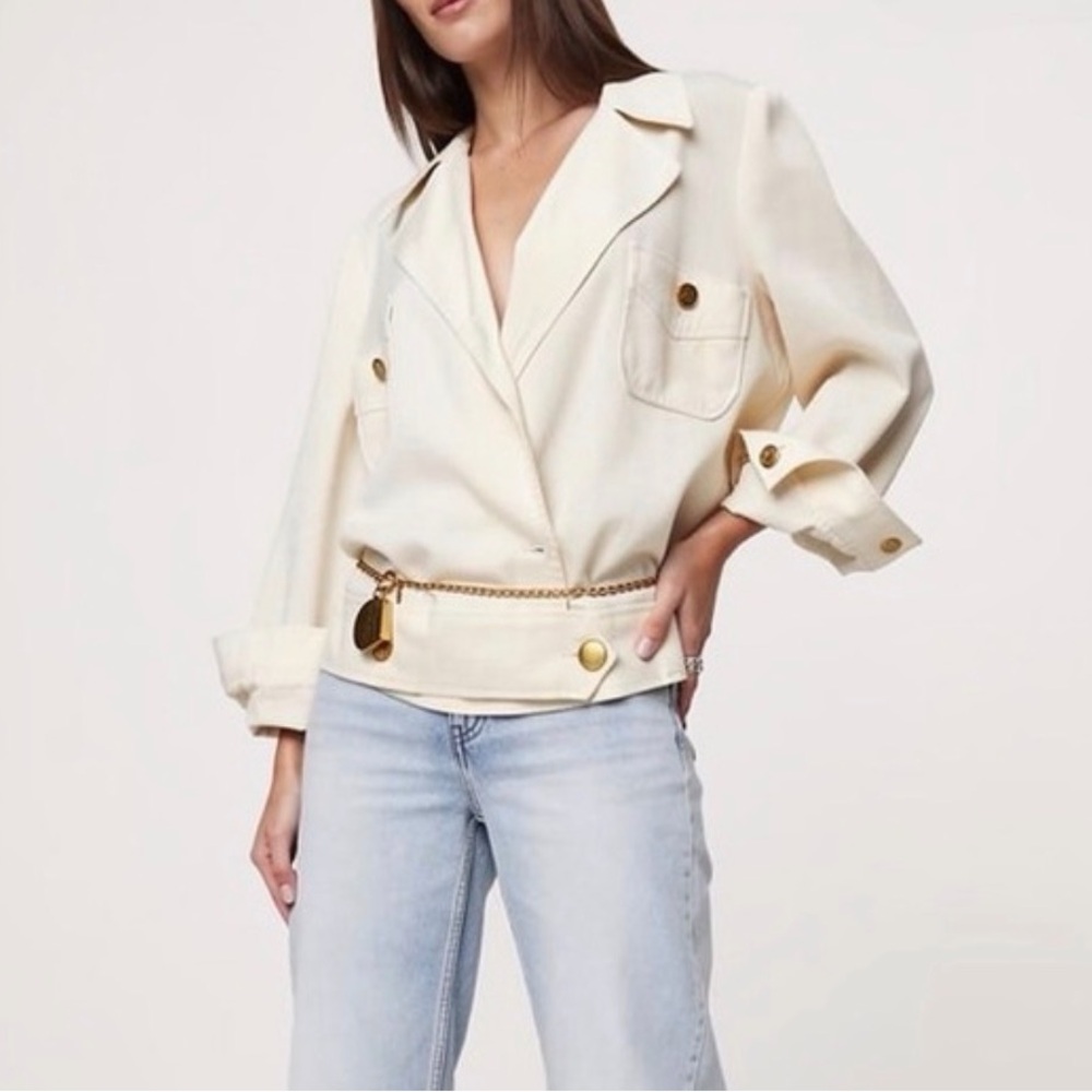 Vintage 90s CHANEL Boutique Linen Cargo Wrap Jacket